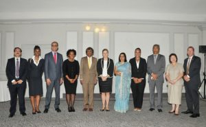 H.E Susan Coles (middle) Australian High Commissoner to Mauritius and officials from Commonwealth countries at the first CFAH Steering Committee, Port Louis, Mauritius