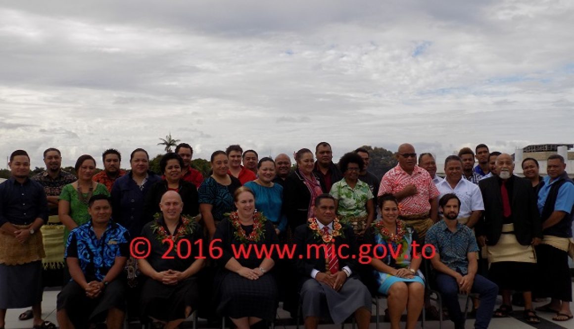 CEO of MEIDECC, Mr. Paula Pouvalu Ma'u, Ms. Adele Plummer- NZ Acting High Commissioner, delegations and guests at the Tonga National GCF Workshop