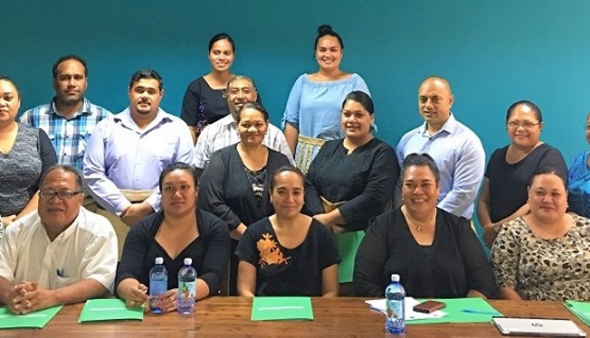 Director for Climate Change Department, Mrs. Lu’isa Malolo, Consultant for the GCF Readiness Programme, Dr. Netatua Pelesikoti Taufatofua with the participants of the training.