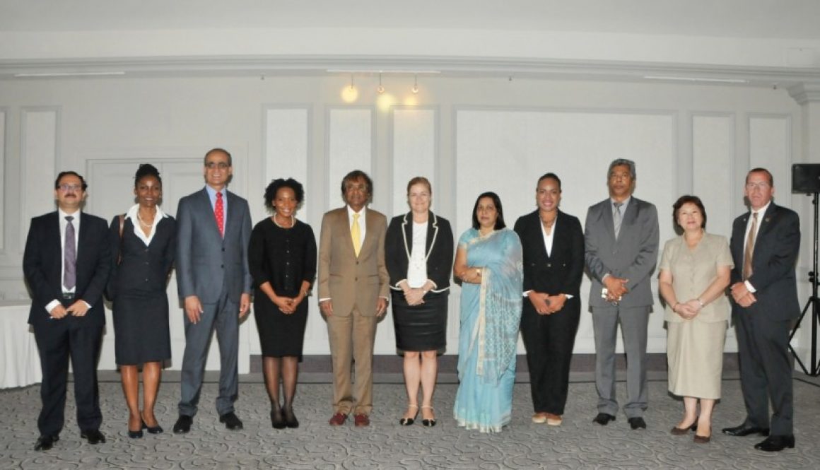 H.E Susan Coles (middle) Australian High Commissoner to Mauritius and officials from Commonwealth countries at the first CFAH Steering Committee, Port Louis, Mauritius