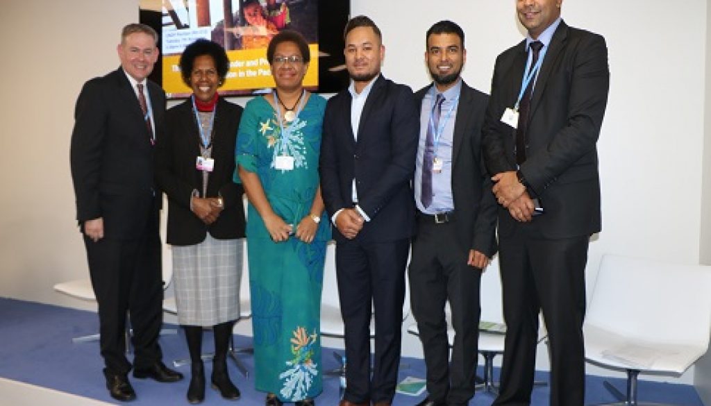 ‘Mr. Samuela Pohiva’ of Tonga (third from right) with fellow panelists at the event’.